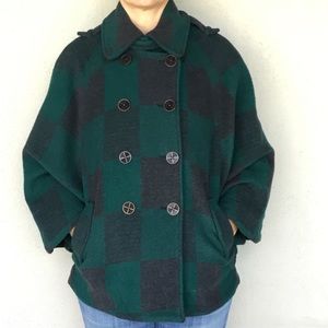 Anthropologie Cartonnier Buffalo Plaid Cape Jacket